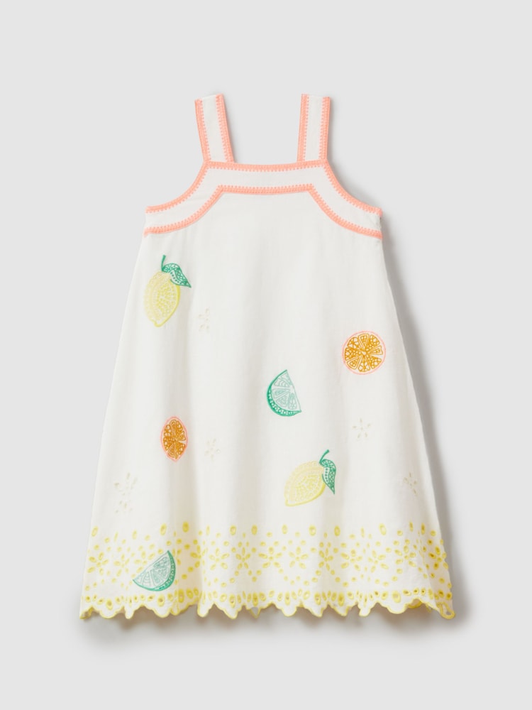 Vestido con bordados de lino y algodón Arabella de Reiss - Imagen 1 de 4