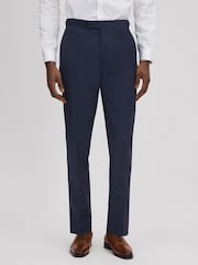 Reiss Navy Destiny Wool Side Adjuster Regular Fit Trousers - Image 1 of 5