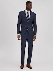 Reiss Navy Destiny Wool Side Adjuster Regular Fit Trousers - Image 3 of 5