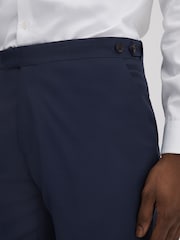 Reiss Navy Destiny Wool Side Adjuster Regular Fit Trousers - Image 4 of 5