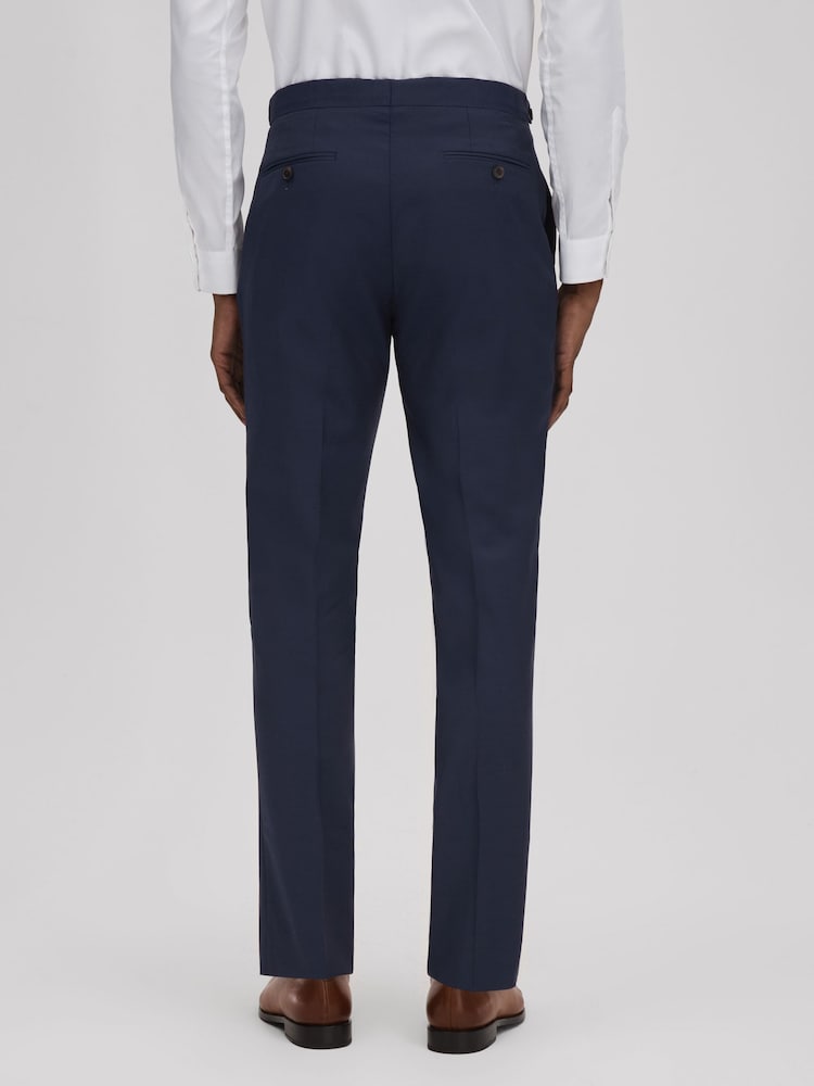 Reiss Navy Destiny Wool Side Adjuster Regular Fit Trousers - Image 5 of 5