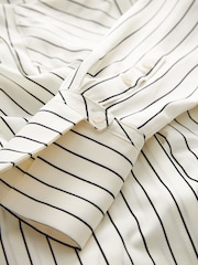 White/Black Stripe Asymmetric Pinstripe Shirt - Image 6 of 9