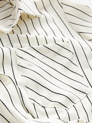 White/Black Stripe Asymmetric Pinstripe Shirt - Image 7 of 9