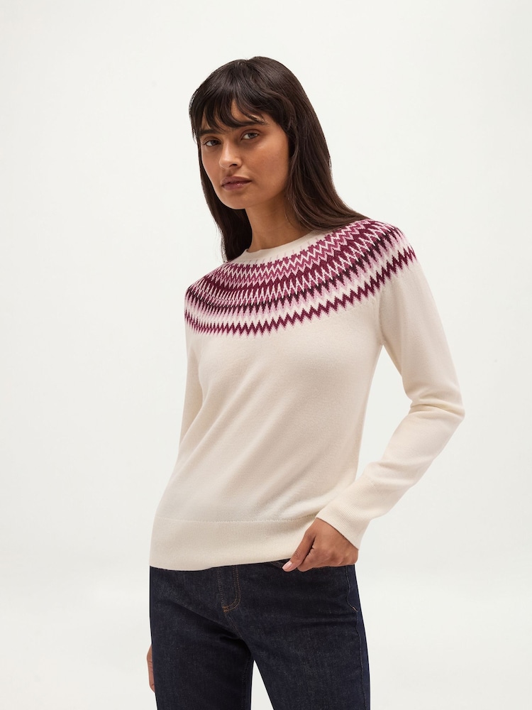 Hobbs White Greta Fairisle Jumper - Image 1 of 5