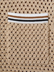Reiss Soft Taupe Coulson 3-9 yrs Crochet Contrast Trim Shirt - Image 5 of 5