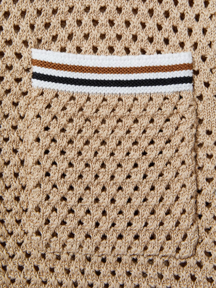 Reiss Soft Taupe Coulson 3-9 yrs Crochet Contrast Trim Shirt - Image 5 of 5