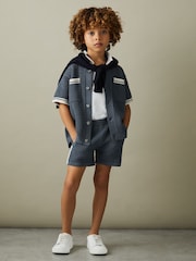 Reiss Airforce Blue Coulson 3-9 yrs Crochet Contrast Trim Shirt - Image 3 of 5