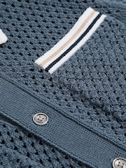 Reiss Airforce Blue Coulson 3-9 yrs Crochet Contrast Trim Shirt - Image 5 of 5