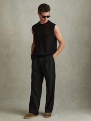 Reiss Black Dandy Cotton Blend Crochet Vest - Image 3 of 4