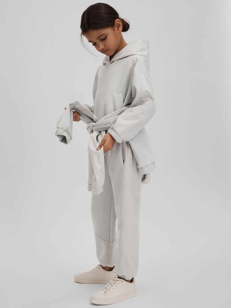 Reiss Grey Selma 4-9 yrs Hybrid Jersey Elasticated Hoodie - Image 1 of 4