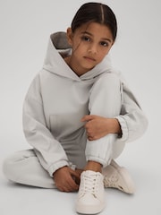 Reiss Grey Selma 4-9 yrs Hybrid Jersey Elasticated Hoodie - Image 3 of 4