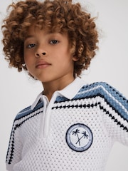 Blanco óptico - Polo con media cremallera de algodón texturizado Stark de Reiss - Imagen 1 de 4