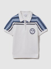 Blanco óptico - Polo con media cremallera de algodón texturizado Stark de Reiss - Imagen 2 de 4