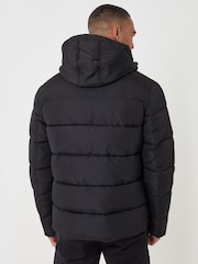 Threadbare Black Showerproof Hooded Puffer Coat - Image 3 of 5