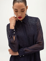 Hobbs Blue Shona Hot Fix Shirt - Image 4 of 5