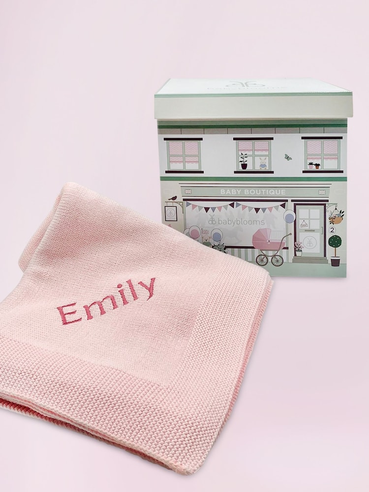 Babyblooms Kids Personalised Luxury Knitted 100% Cotton Blanket Baby Gift - Image 1 of 3