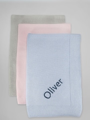 Babyblooms Kids Personalised Luxury Knitted 100% Cotton Blanket Baby Gift - Image 3 of 3