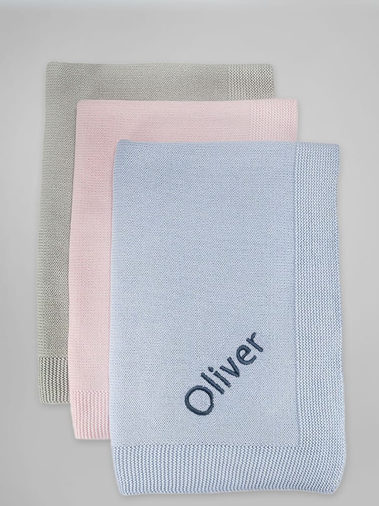 Babyblooms Kids Personalised Luxury Knitted 100% Cotton Blanket Baby Gift - Image 3 of 3
