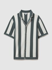 Reiss Argento/Optic White Naxos Knitted Cuban Collar Shirt - Image 2 of 6