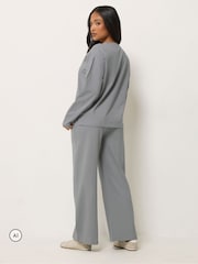 PixieGirl Petite Grey Sweatshirt & Wide Leg Joggers Set - Image 2 of 6