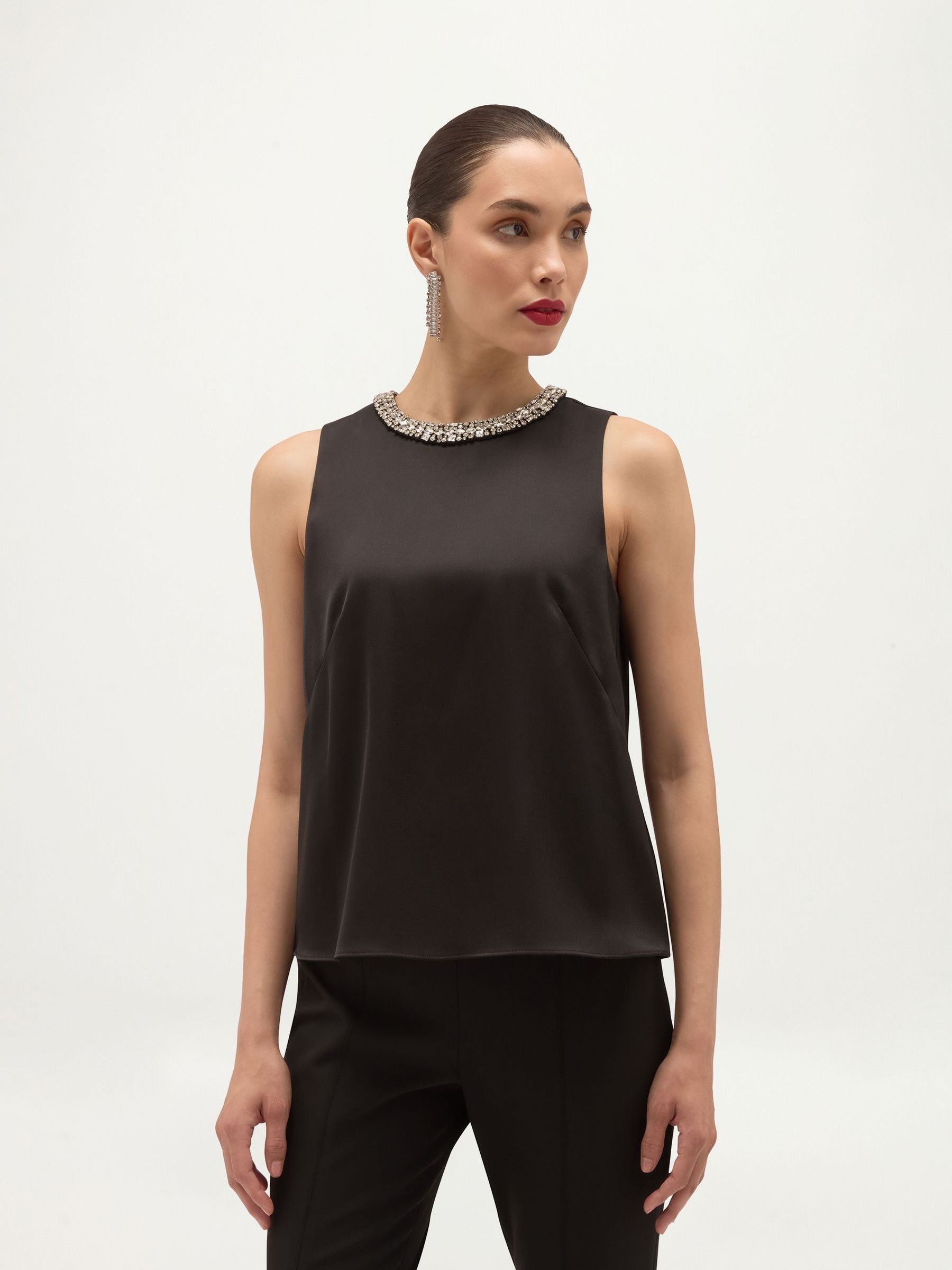 Hobbs Women's Black Keira Embellished Top