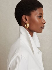 Reiss White Jade Linen Blend Drawstring Overshirt - Image 5 of 6