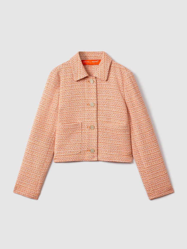 Reiss x McLaren F1 Team Papaya Bouclé Cropped Jacket - Image 2 of 8
