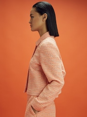 Reiss x McLaren F1 Team Papaya Bouclé Cropped Jacket - Image 6 of 8