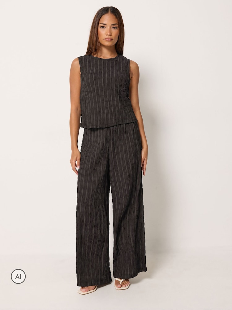 PixieGirl Petite Black Top & Wide Leg Trousers Set - Image 1 of 6 PixieGirl Petite Black Top & Wide Leg Trousers Set - Image 1 of 6
