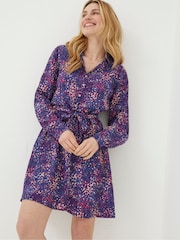 FatFace Blue Charlie Layered Spot Shirt Dress - Image 1 of 5