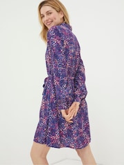 FatFace Blue Charlie Layered Spot Shirt Dress - Image 2 of 5