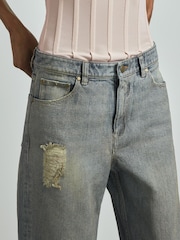 Reiss Blue Dina Embellished Wide Leg Jeans - Image 4 of 6