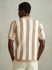 Reiss Stone/Optic White Naxos Knitted Cuban Collar Shirt - Image 4 of 5
