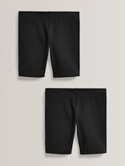 Black Regular Length 2 Pack Cotton Rich Stretch Cycle Shorts (3-16yrs) - Image 1 of 5