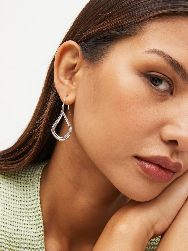 Silver Tone Tear Drop Earrings - Image 3 of 4
