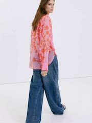 Mango Pink Floral Shirt - Image 3 of 7