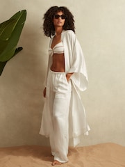 Reiss Ivory Nell Textured Belted Kimono - Image 1 of 6
