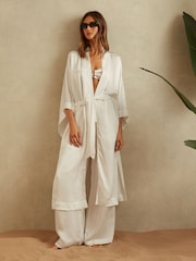 Reiss Ivory Nell Textured Belted Kimono - Image 4 of 6