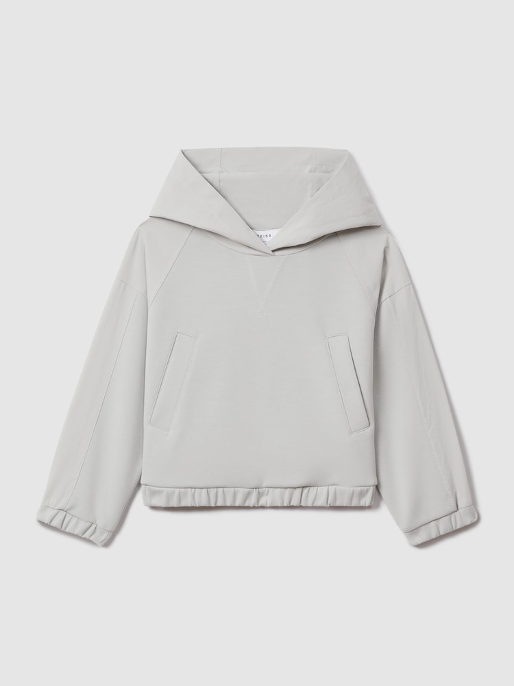 Reiss Grey Selma 9-13 yrs Hybrid Jersey Elasticated Hoodie - Image 2 of 4