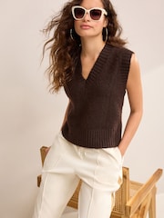 Chocolate Brown V-Neck Tank - Image 1 of 6