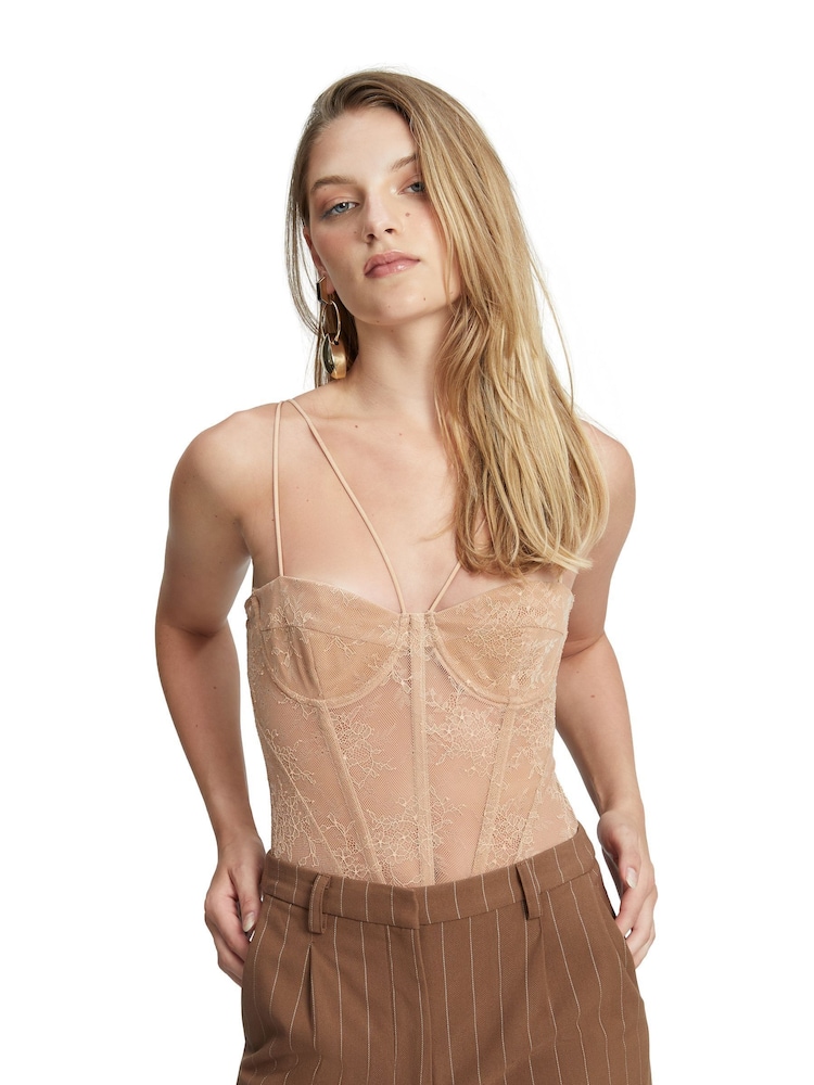 Bardot Nude Fleur Lace Corset Bodysuit - Image 5 of 5