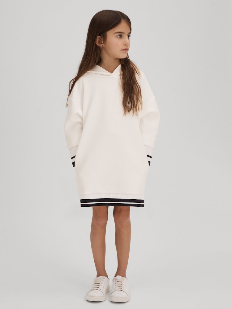 Reiss Ecru Leandra 9-13 yrs Relaxed Jersey Hooded Dress - Image 1 of 6