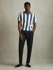 Reiss Airforce Blue/Ecru Paros Knitted Half-Zip Polo Shirt - Image 3 of 5