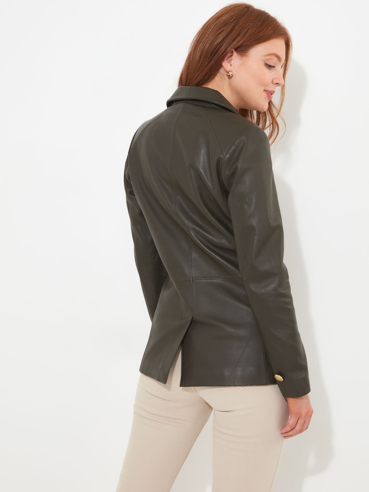 Joe Browns Green Lavish Leather Blazer - Image 2 of 5