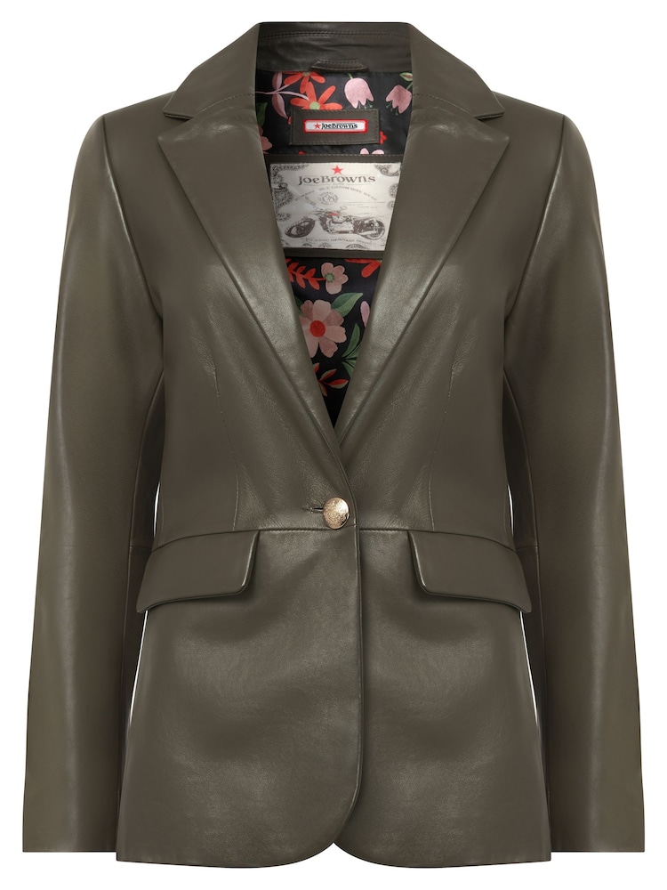 Joe Browns Green Lavish Leather Blazer - Image 5 of 5