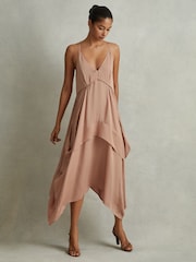 Асимметричное платье миди из вискозы сбоку Reiss Demi - Image 1 of 5