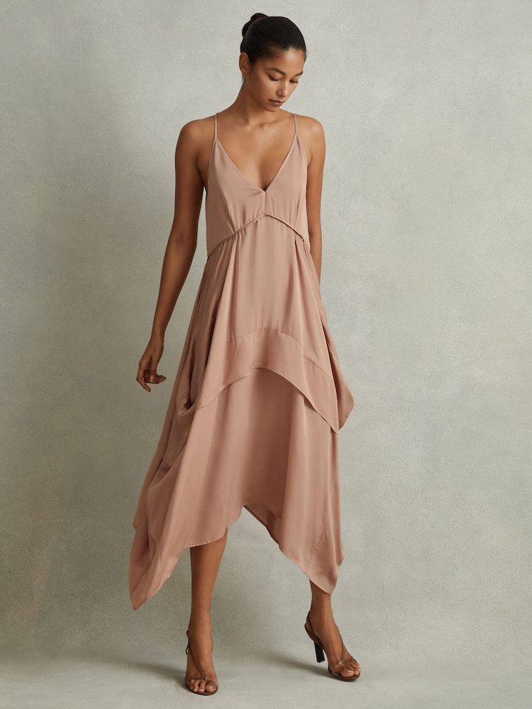 Асимметричное платье миди из вискозы сбоку Reiss Demi - Image 1 of 5