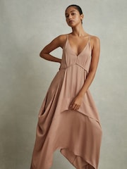Асимметричное платье миди из вискозы сбоку Reiss Demi - Image 3 of 5
