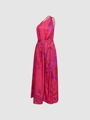 Reiss Pink Mila One Shoulder Paisley Maxi Dress - Image 2 of 5