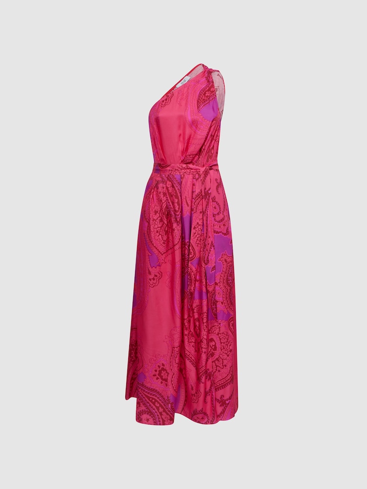 Reiss Pink Mila One Shoulder Paisley Maxi Dress - Image 2 of 5
